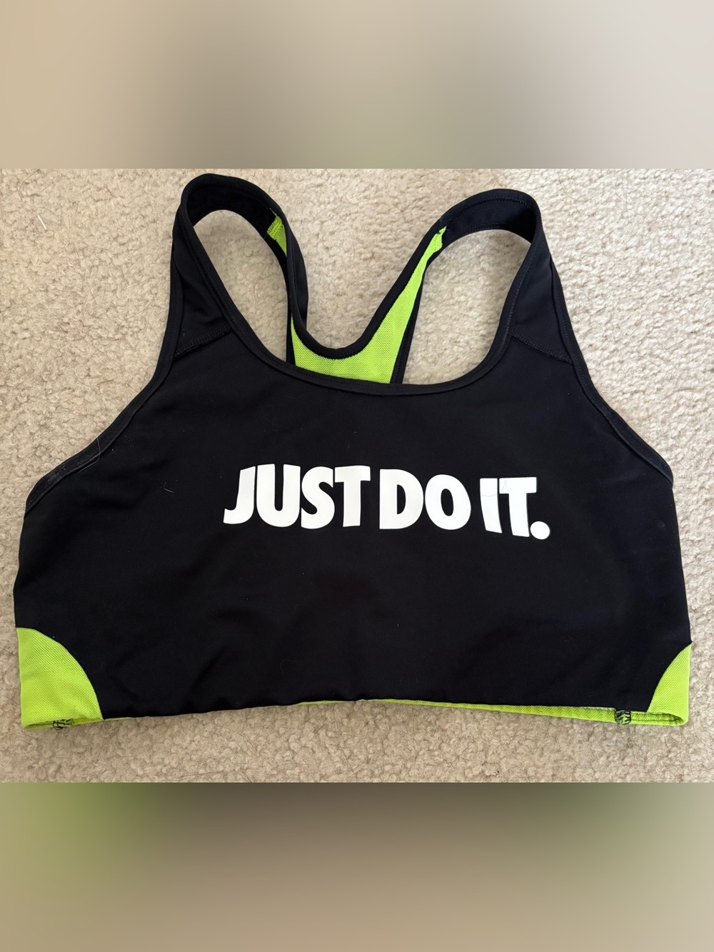 Women's Size Large Nike Black & Limd Green Dri-FIT Sportsbra
